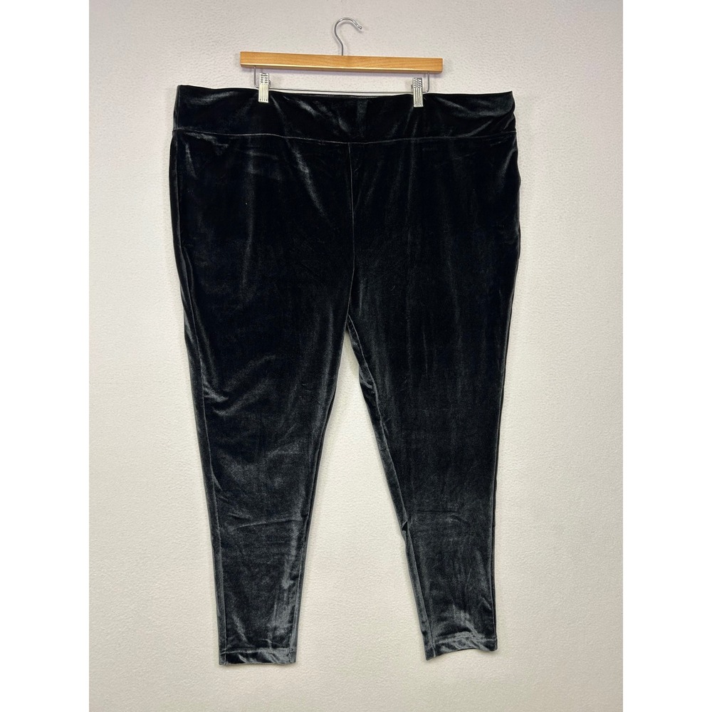 Goth Luxe Terra & Sky Womens 4X Black Velvet High Rise Tapered Leggings
